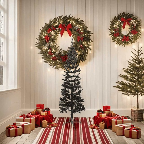 Sapin de noël étroit noir 150 cm