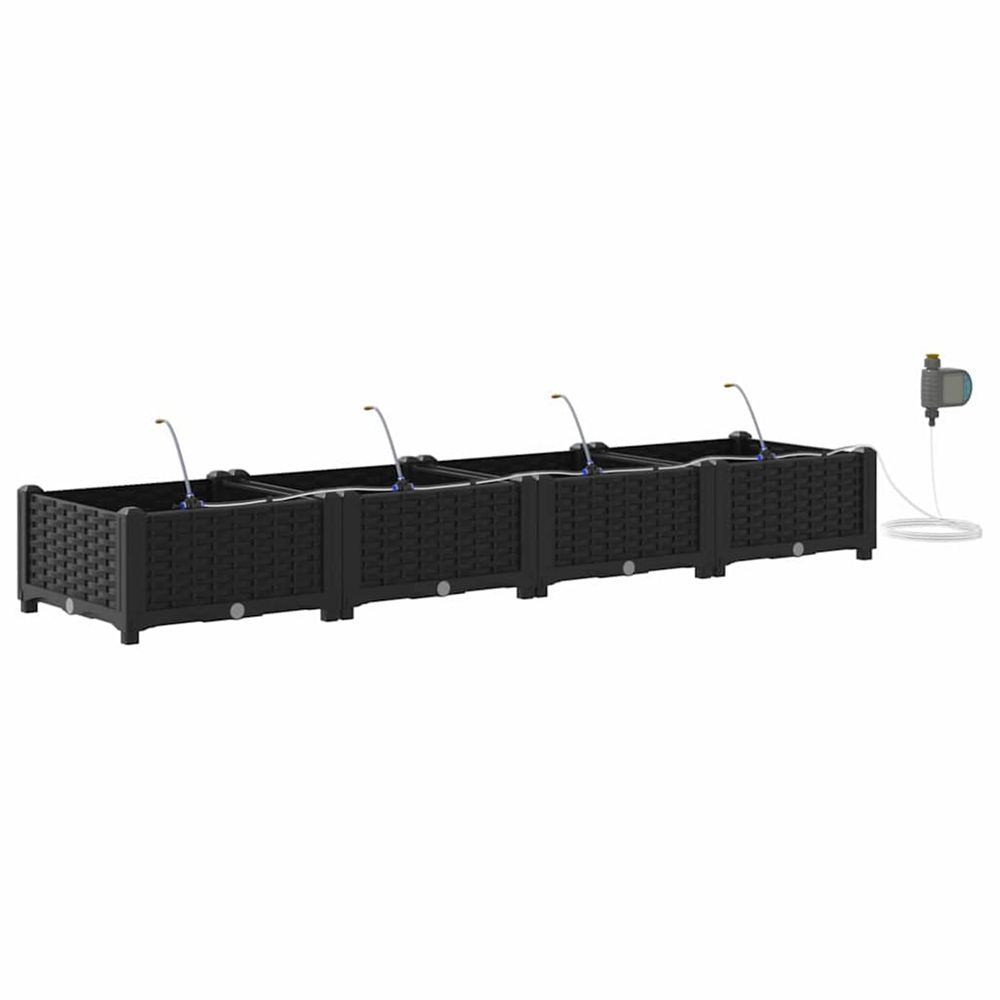 Cache-pot de jardin 4 pc noir 160 x 40 x 22 cm pp