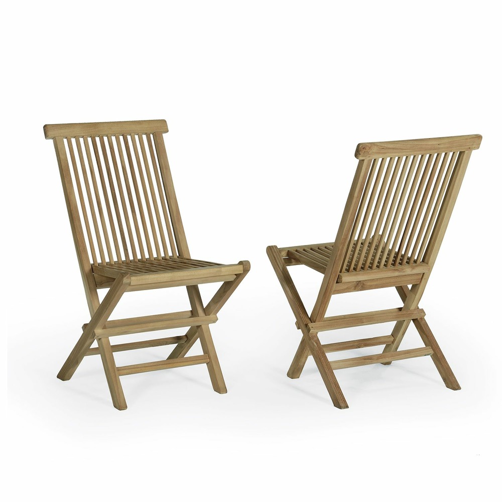 Chaises de jardin pliantes en teck massif java (lot de 2)