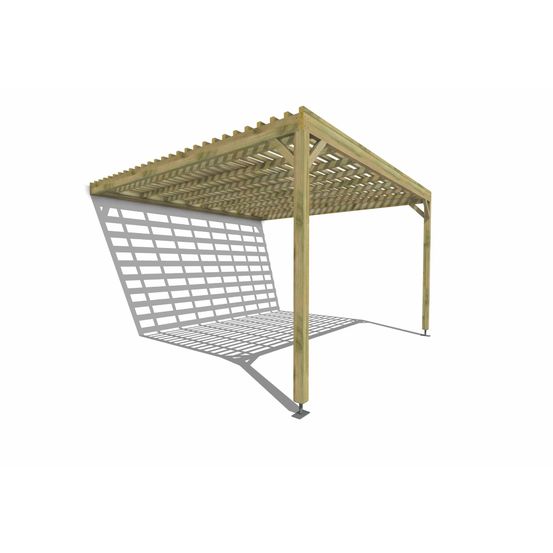 Pergola bois • 4m x 4m • adossée • sens profondeur • lattage bois • livraison comprise