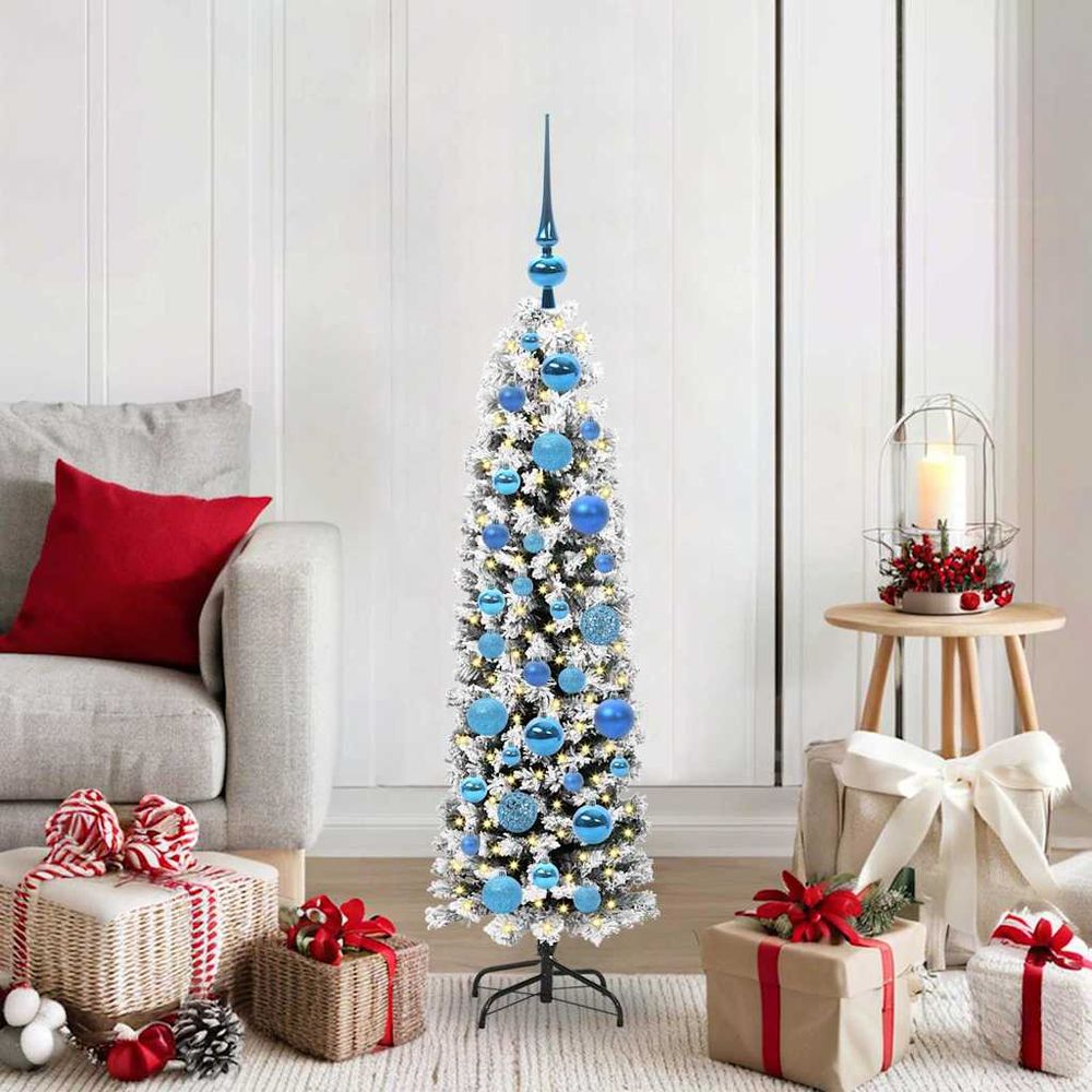 Sapin de noël décoré 120 cm, idéal pour salon, éclairage led usb 8 modes et boules incluses