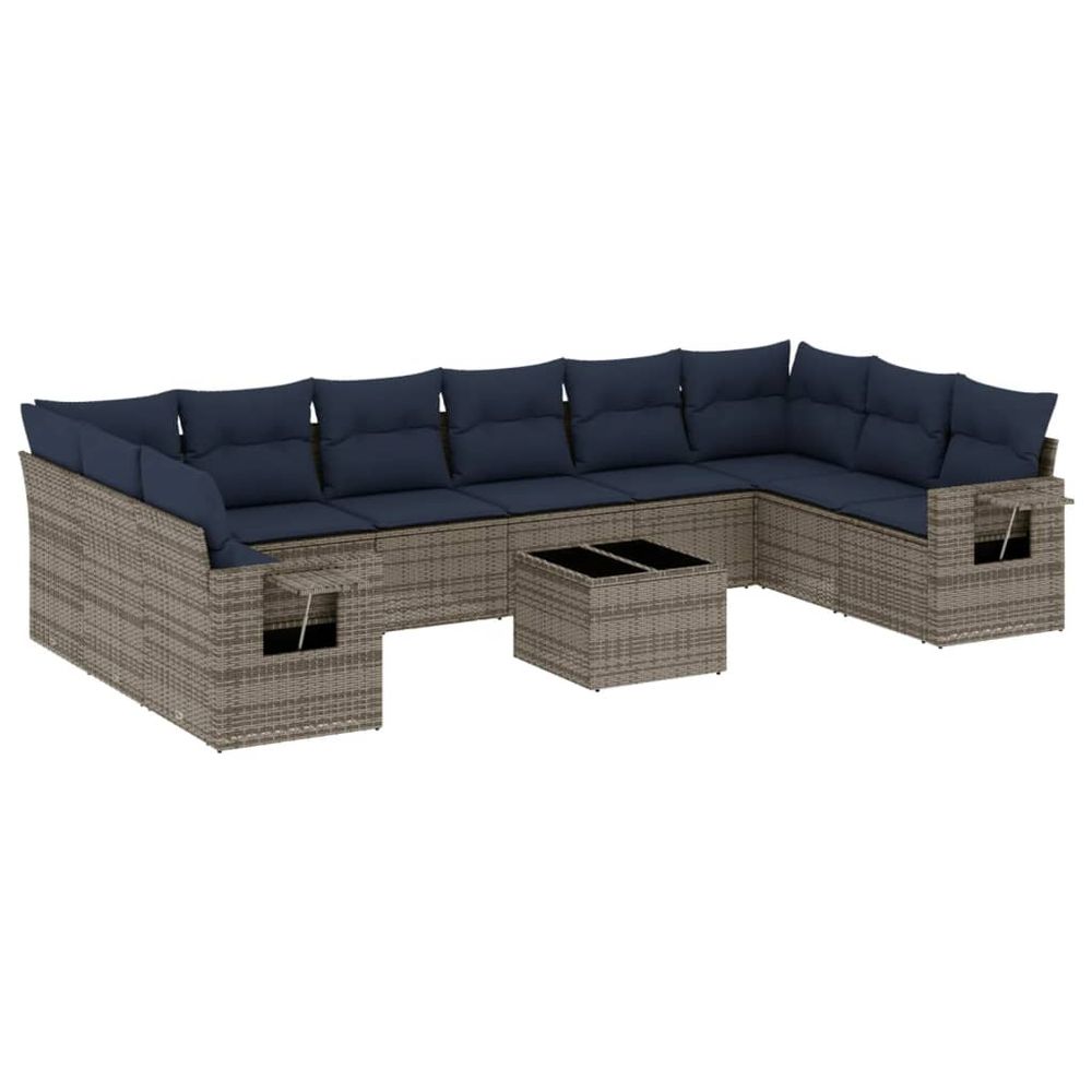 Ensemble de canapé de jardin 11 pcs avec coussins gris