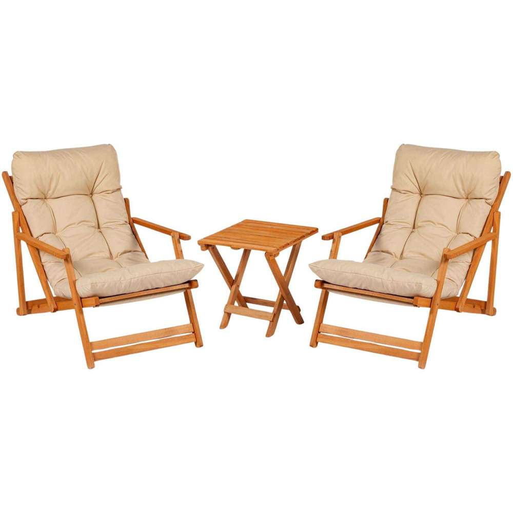 Salon de jardin détente en bois de hêtre garden