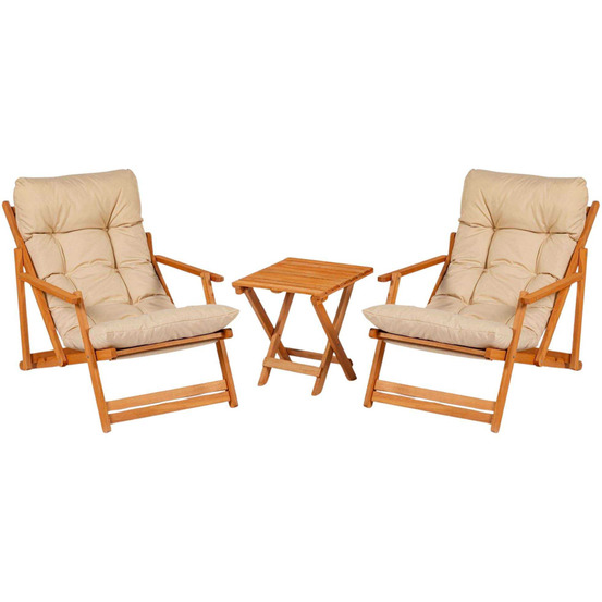 Salon de jardin détente en bois de hêtre garden