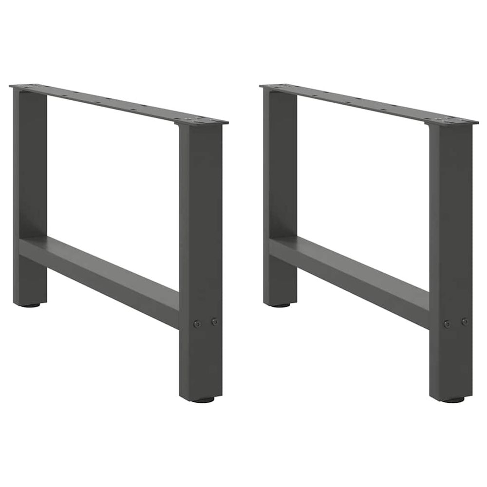 Pieds de table basse anthracite 2 pièces 70 x (42-43) cm acier
