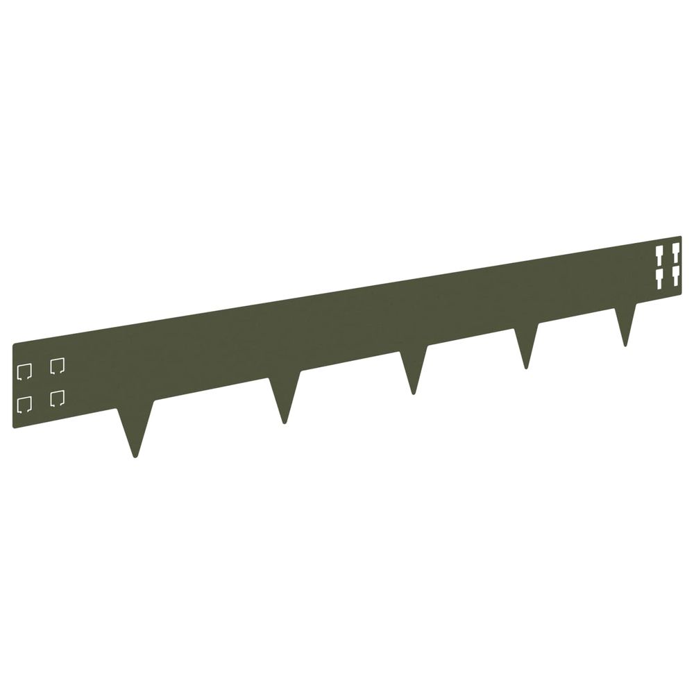 Bordure de pelouse 30 pc 100 x 15 cm acier vert olive