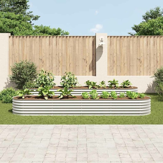 Lit surélevé de jardin 400x80x44 cm acier galvanisé argenté