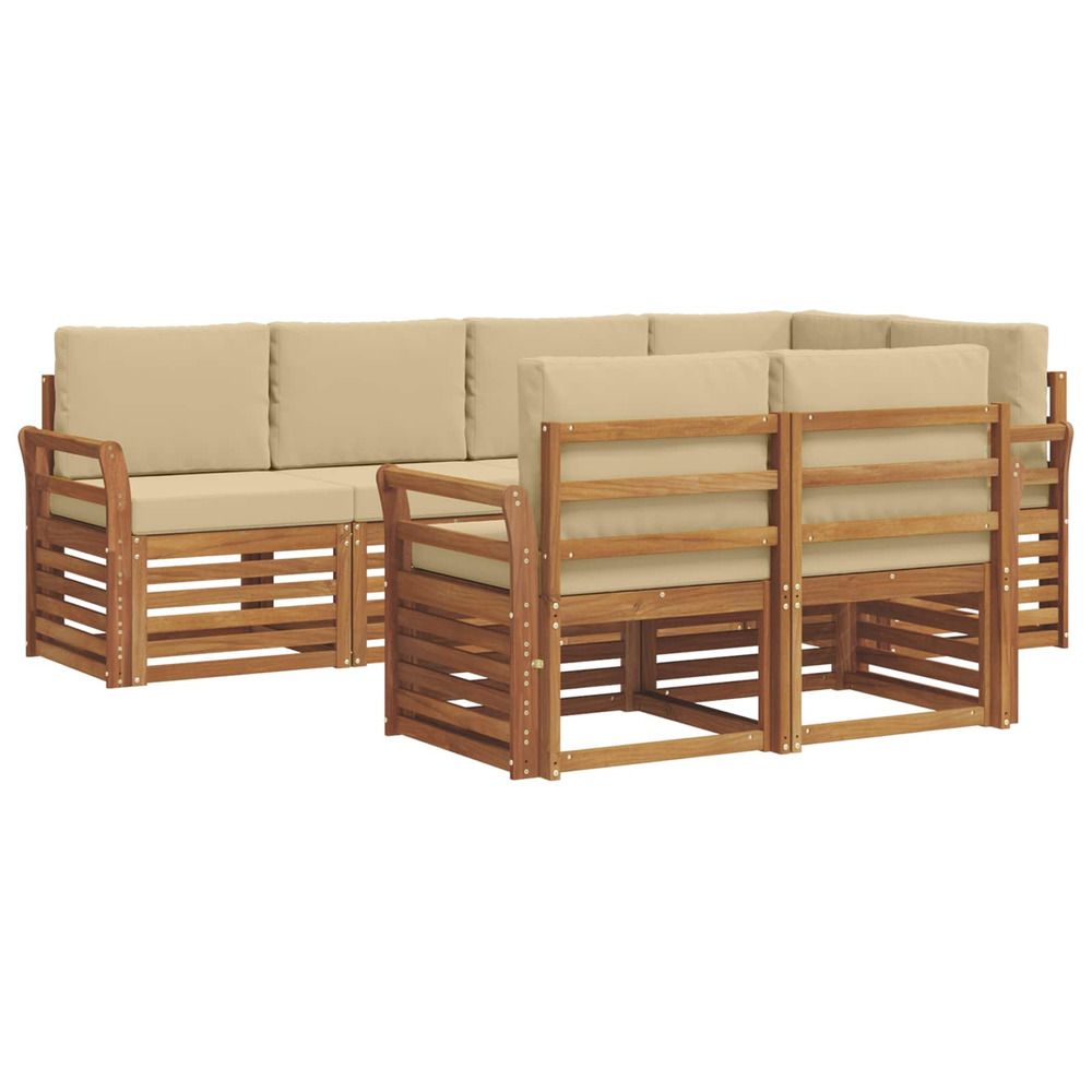 Ensemble de canapés d'extérieur 7 pc naturel et beige polyester
