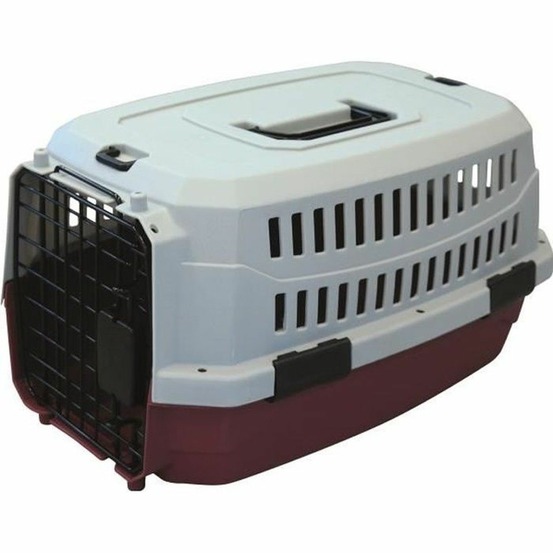Caisse de transport viaggio carrier m pour chien - bordeaux et gris