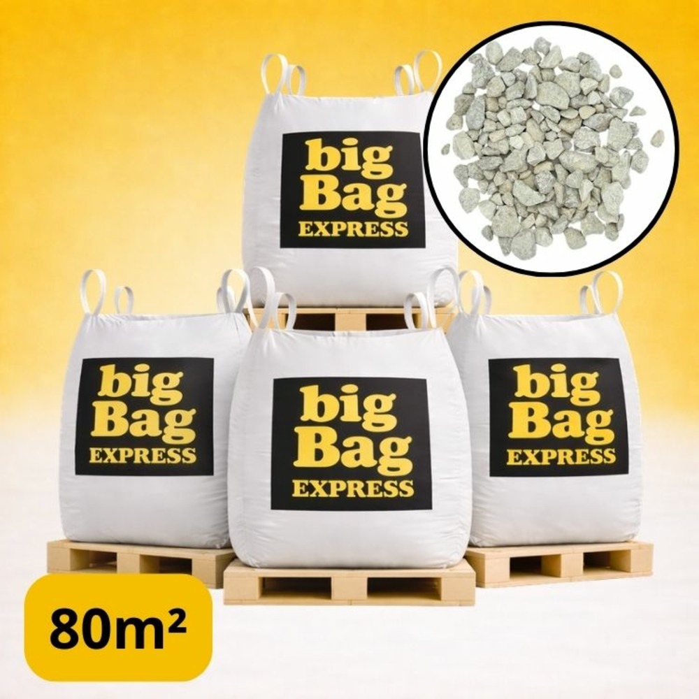 Pack 4 x big bag de +/- 1,5t ≃ 80m² gravillon eco blanc/gris/beige calcaire ø 6/14 mm - livraison premium