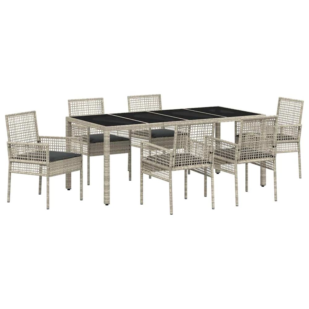 Ensemble de salle à manger pour jardin 7 pc gris clair
