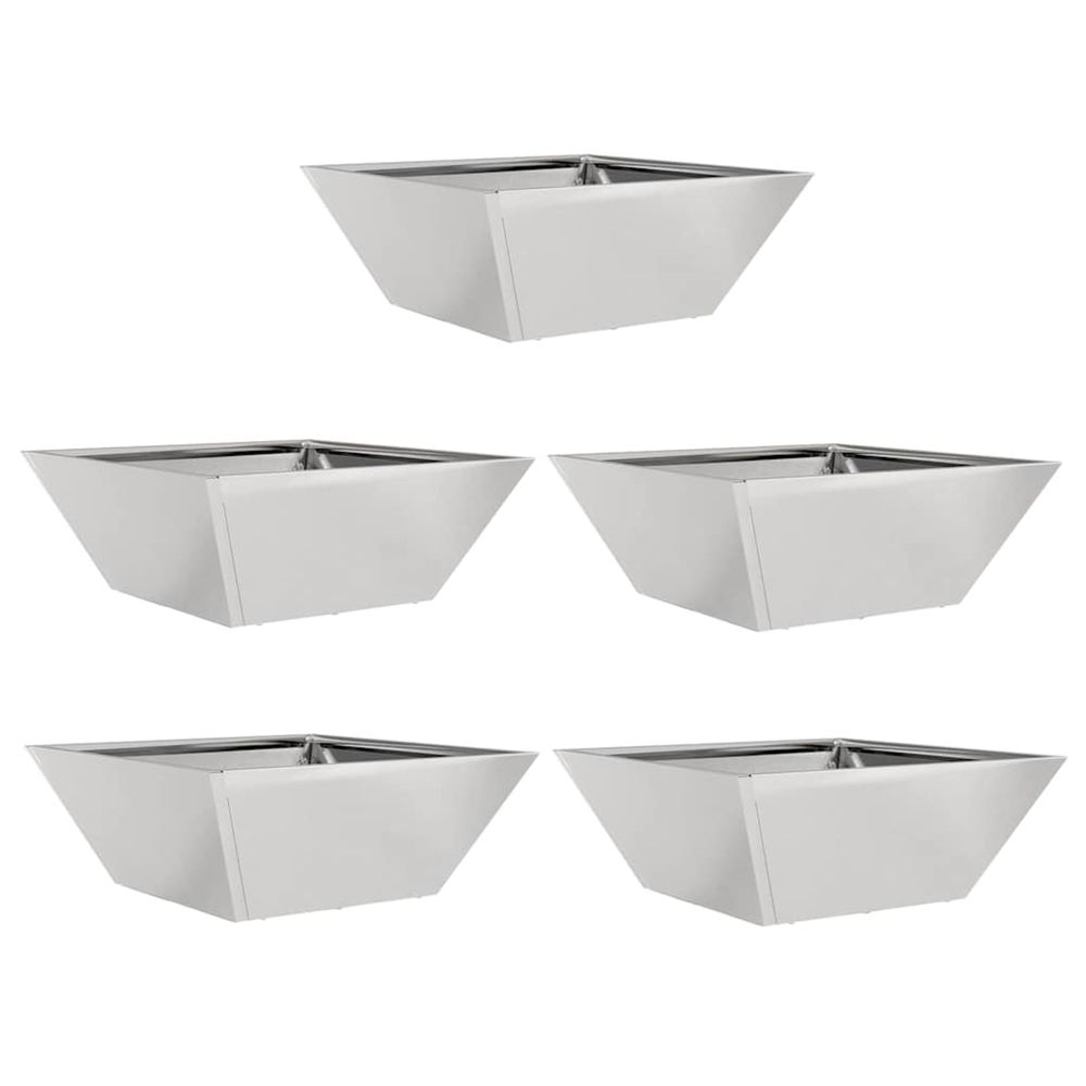 Cache-pot de jardin 5 pc argenté 40 x 40 x 15 cm