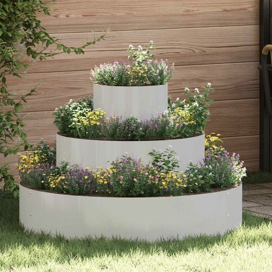 Cache-pot de jardin argent 90 x 90 x 20 cm acier inoxydable