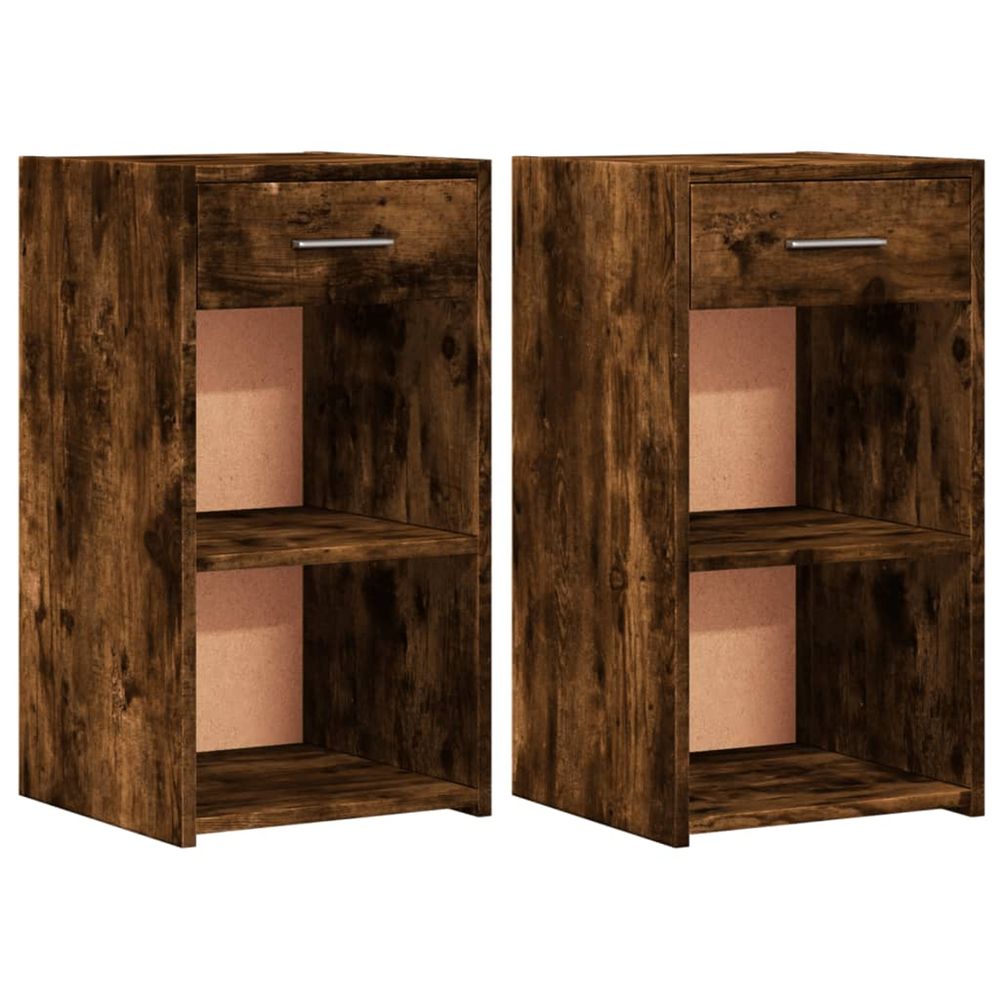 Tables de chevet 2 pcs chêne fumé 35x34x65 cm bois ingénierie