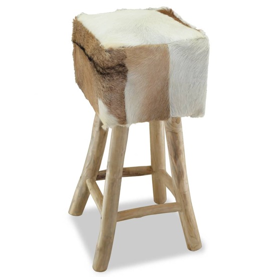 vidaXL Tabouret de bar Cuir véritable et bois