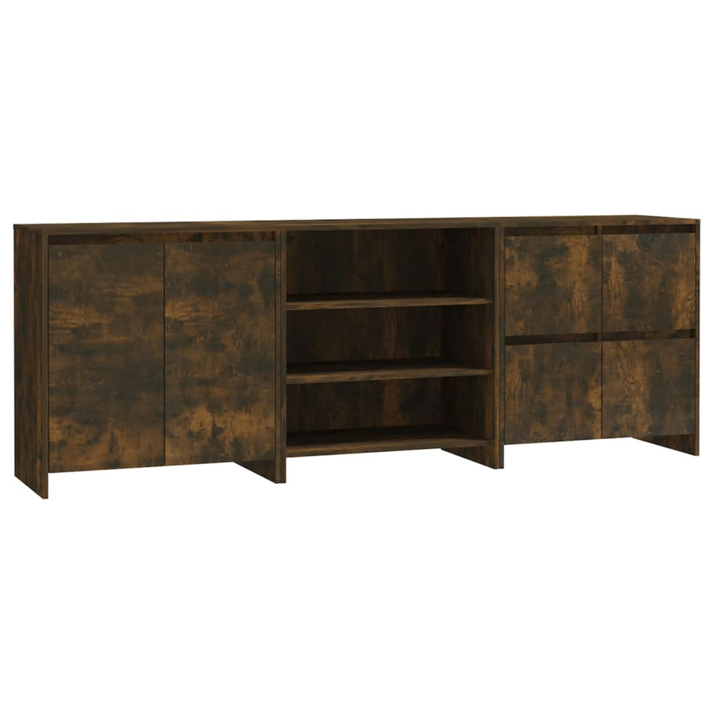Buffets 3 pcs chêne fumé bois d'ingénierie