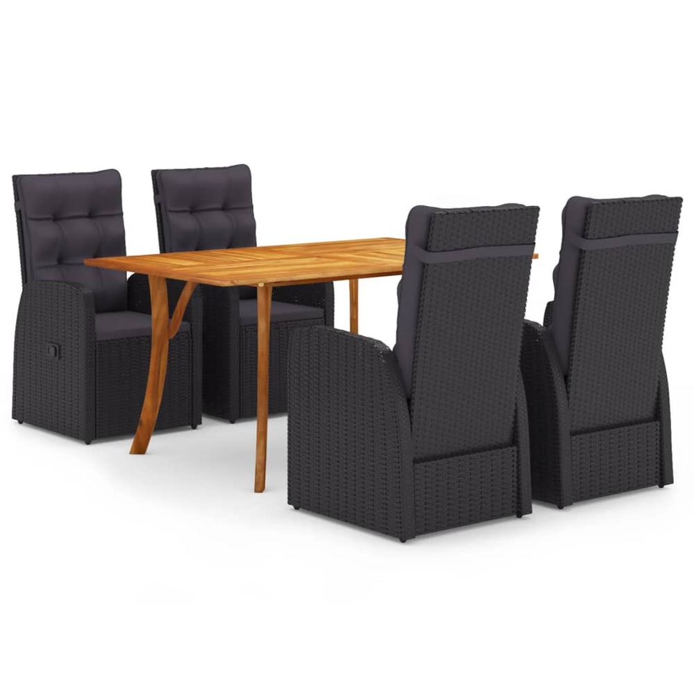 Ensemble de salle à manger de jardin 5 pcs noir