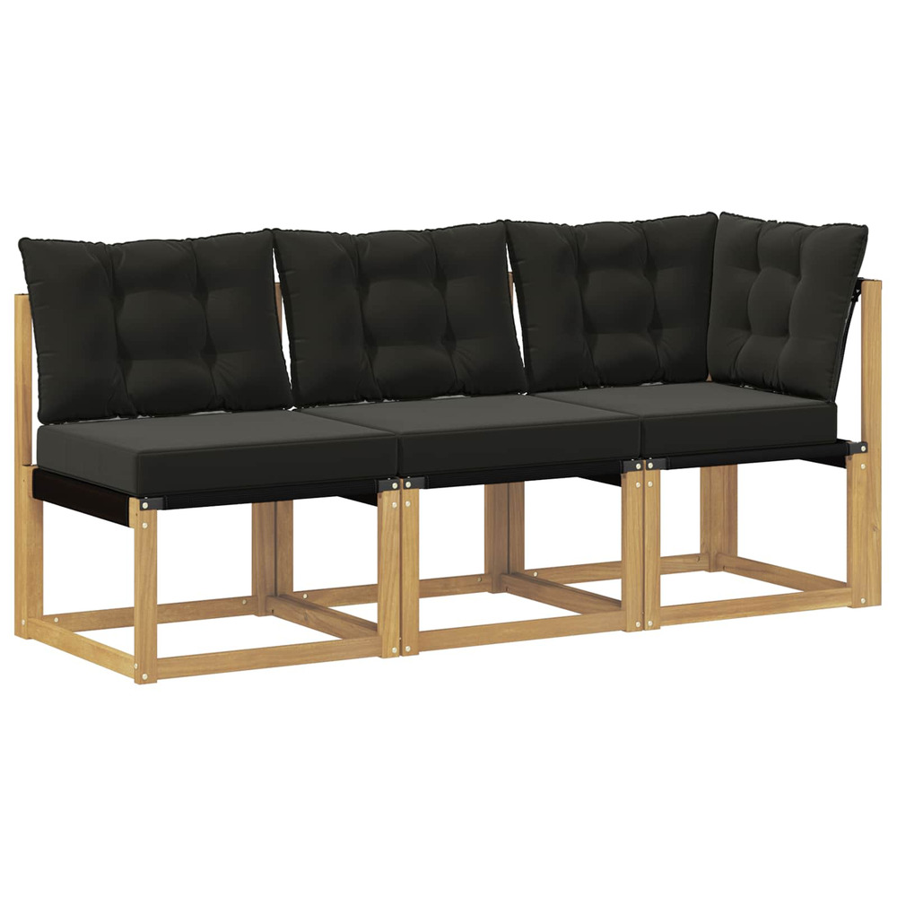 Canapé d’extérieur milieu et coin avec coussin 3 pièce blanc