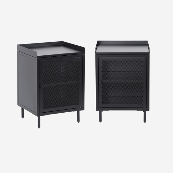 Lot de 2 tables de chevet industrielles métal 1 porte grillagée, 40 x 37 x 58,5 cm - ohio