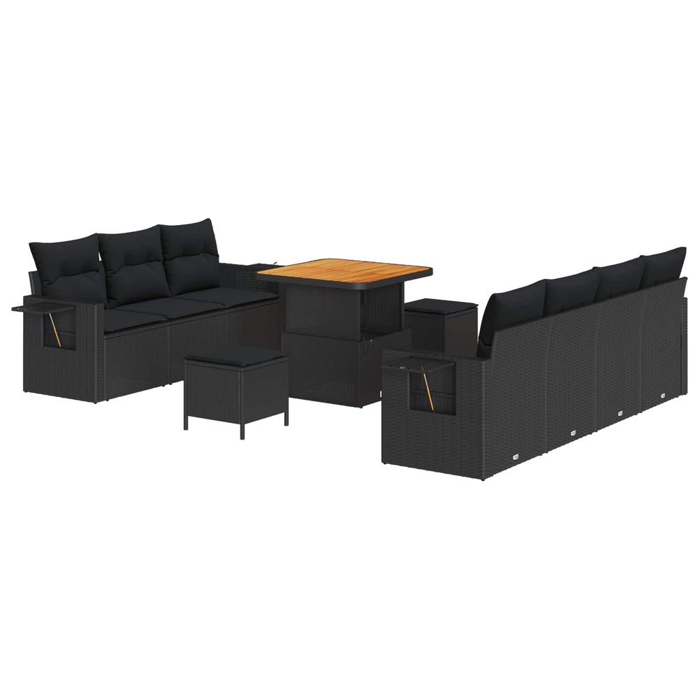 Ensemble de canapé de jardin 10 pc 7-nombre de places noir