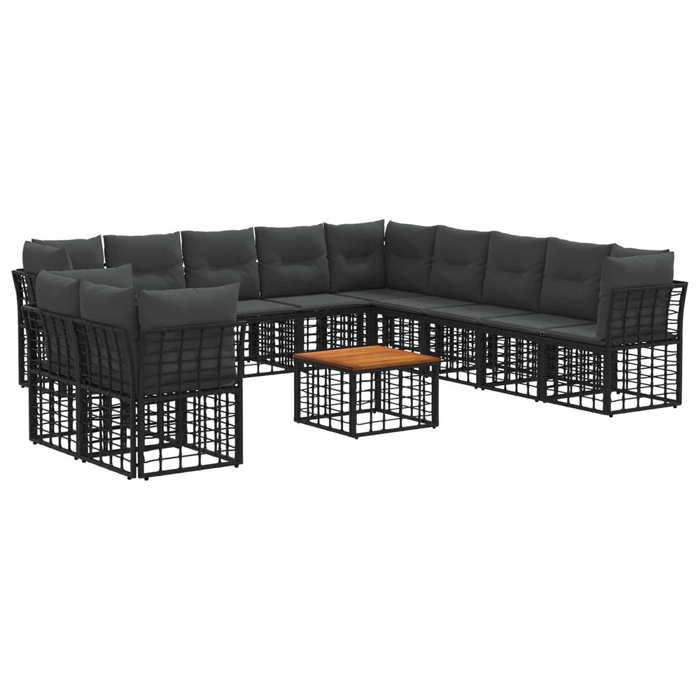 Ensemble de canapés d'extérieur 12 pc noir et gris foncé