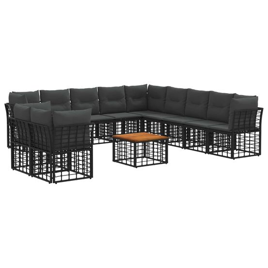 Ensemble de canapés d'extérieur 12 pc noir et gris foncé