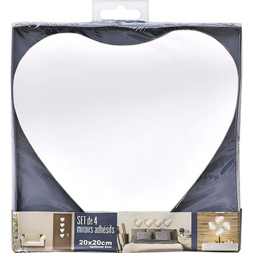 Set de 4 miroirs coeurs 20x20cm 2mm - uni