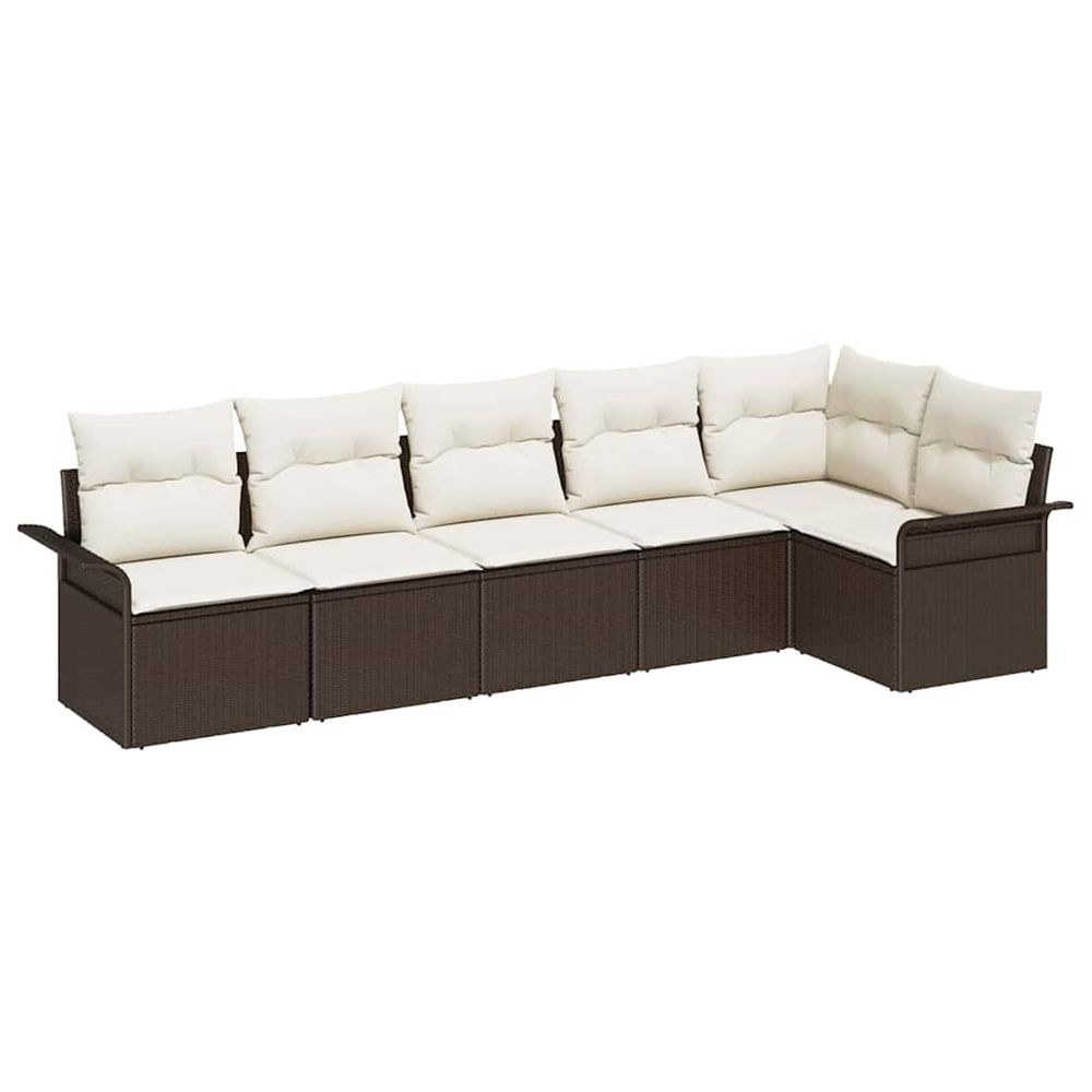 Ensemble de canapé de jardin 6 pc marron polyrotin