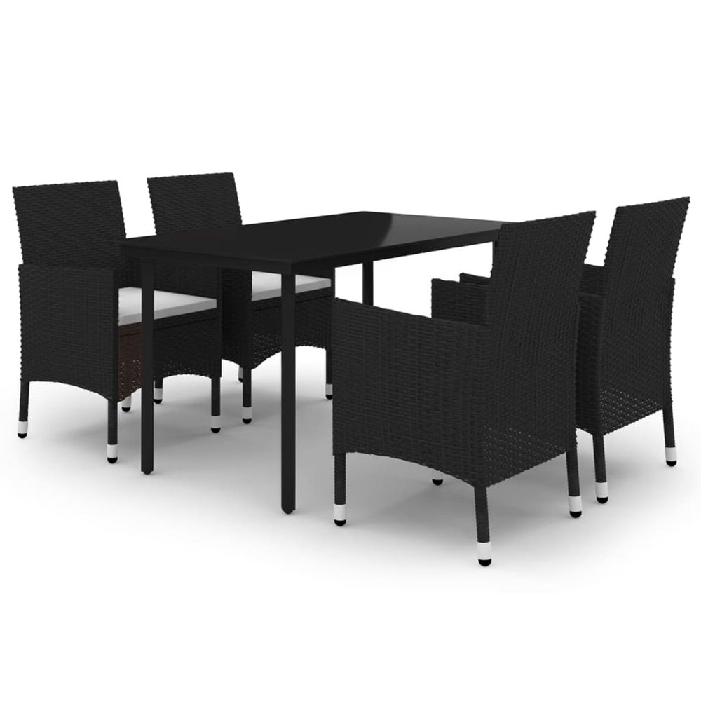 Ensemble à manger de jardin coussins 5 pcs résine tressée verre