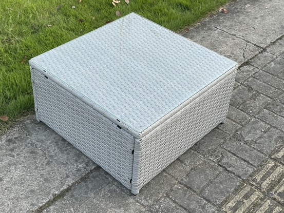 Mobilier de jardin extérieur table basse carrée gris clair pe rotin table à thé