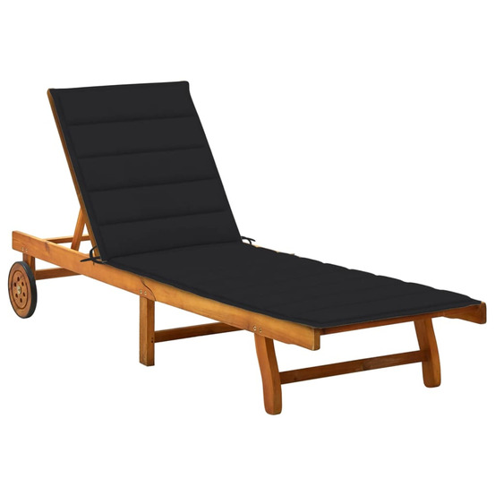 Chaise longue de jardin avec coussin bois d'acacia solide bain de soleil