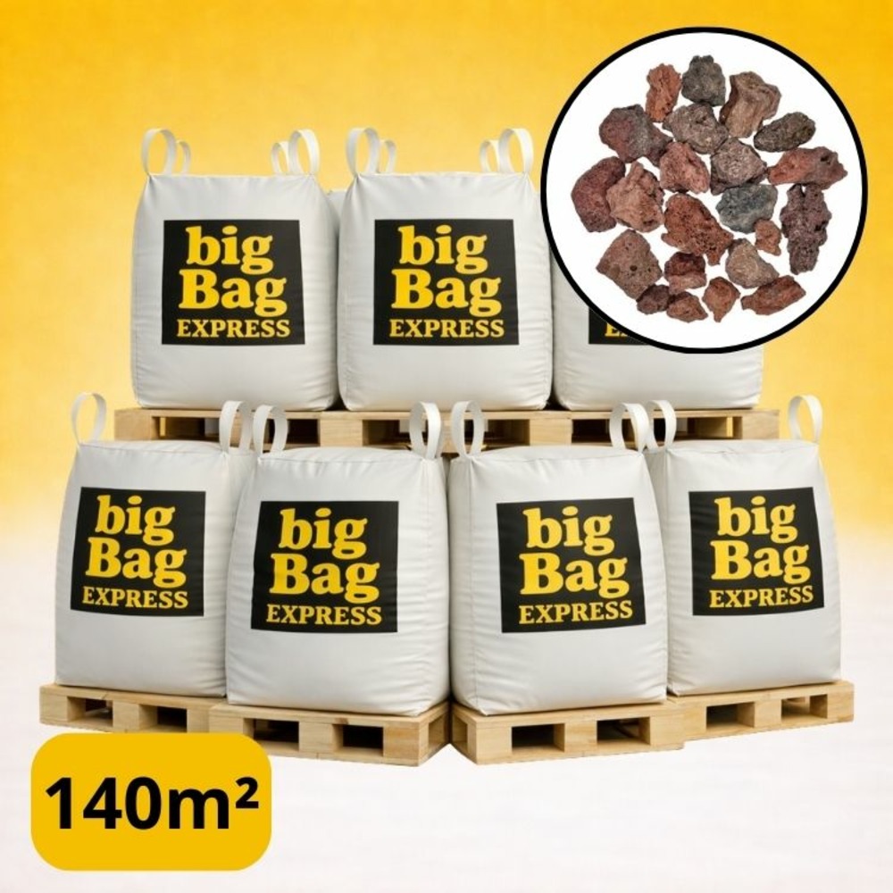 Pack 7 x big bag de 1m3 (+/- 140m²) gravier pouzzolane rouge / noir 15/25 mm - livraison standard