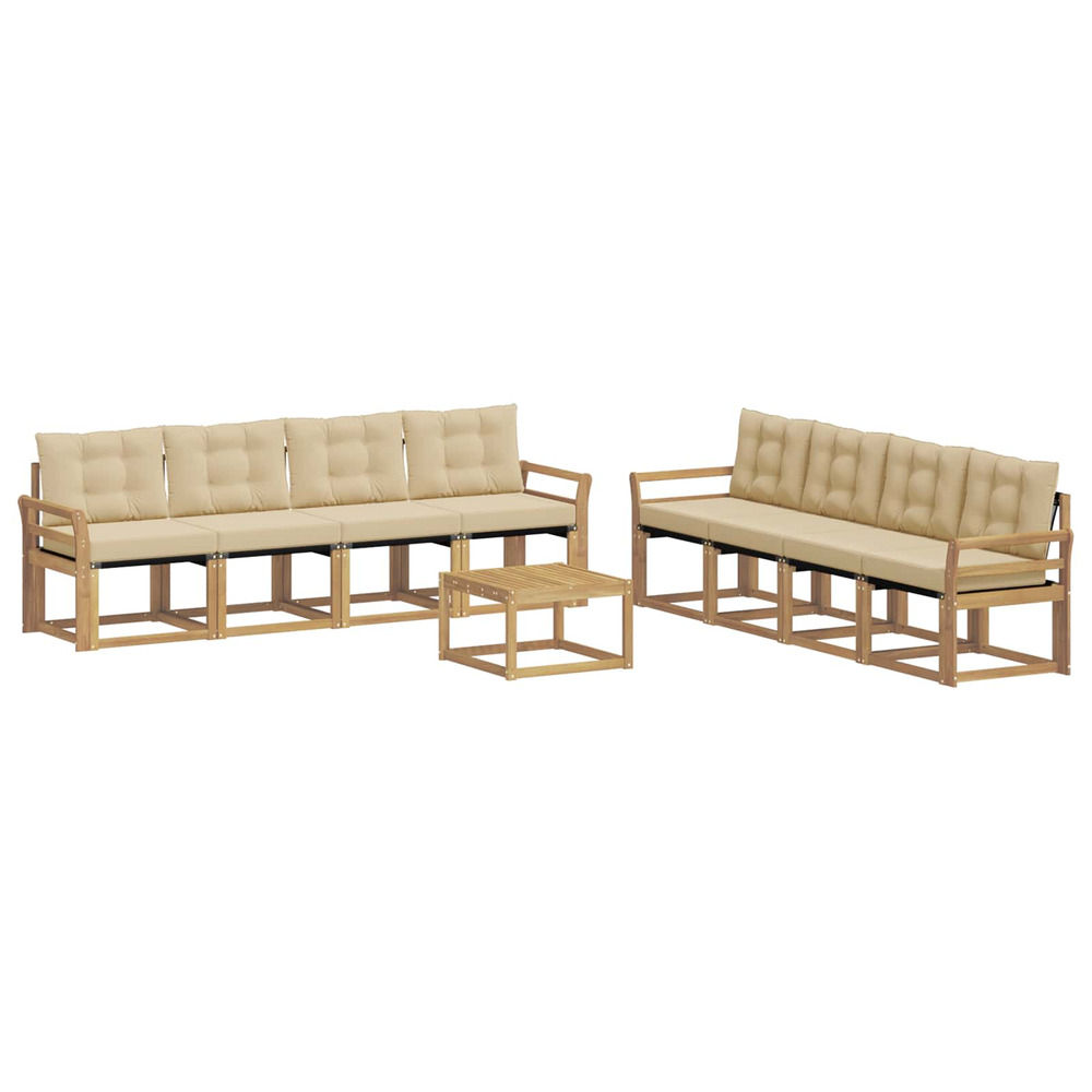 Ensemble de canapés d'extérieur 9 pcs blanc et beige