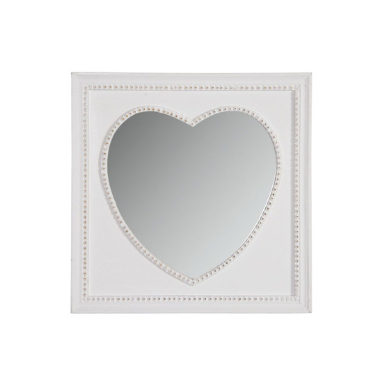 Miroir carré coeur blanc