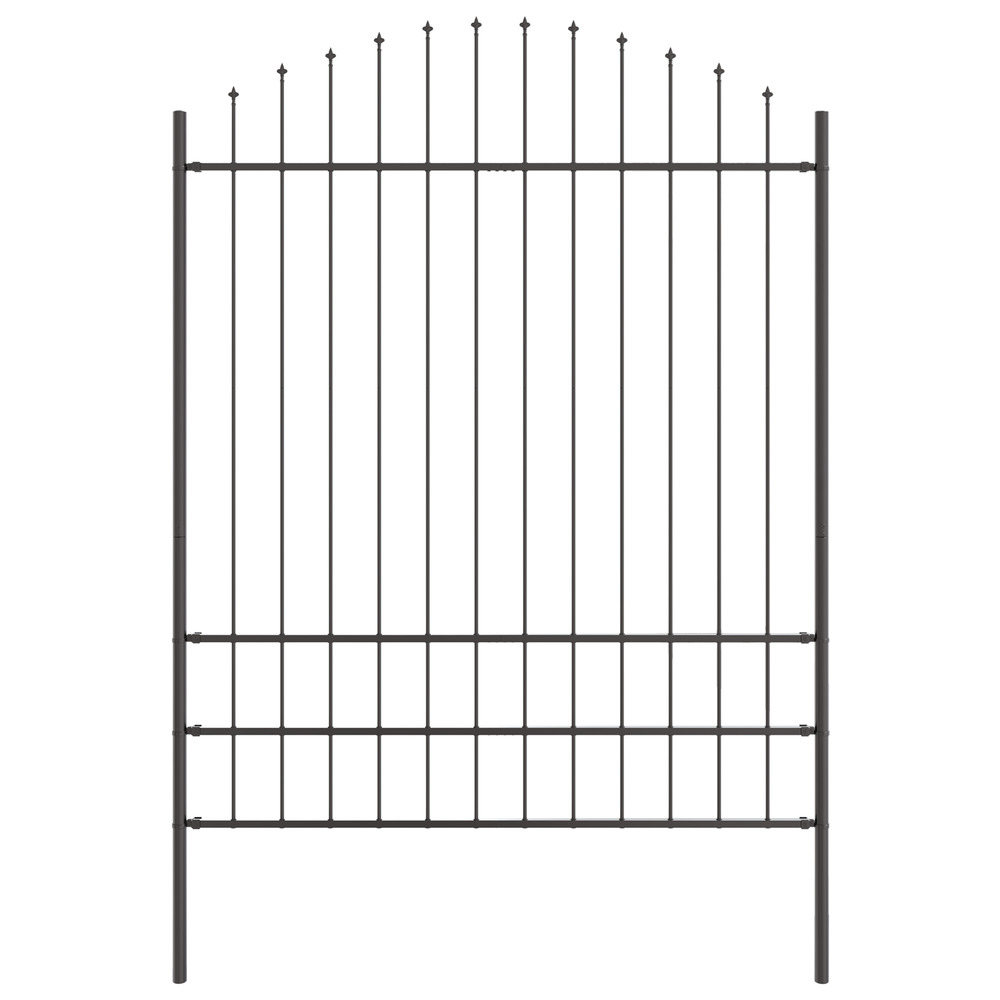 Clôture de jardin avec sommet en hoop gris 1,7x2 m en acier