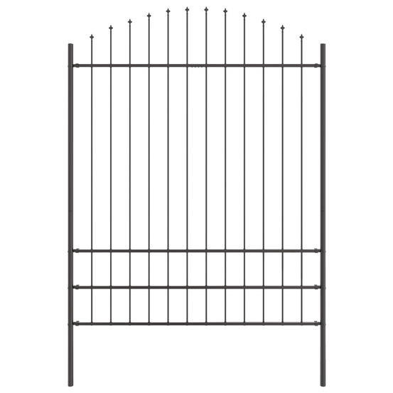 Clôture de jardin avec sommet en hoop gris 1,7x2 m en acier