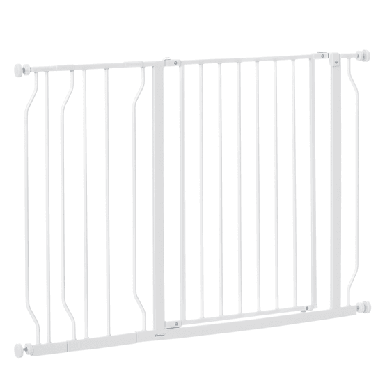 Barrière de protection acier pour chien escalier double verrouillage 115x76cm blanc