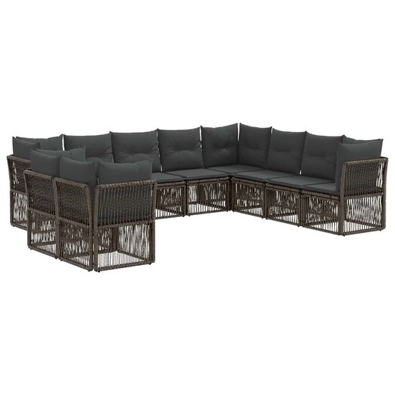 Ensemble de canapé de jardin 10 pc gris polyrotin
