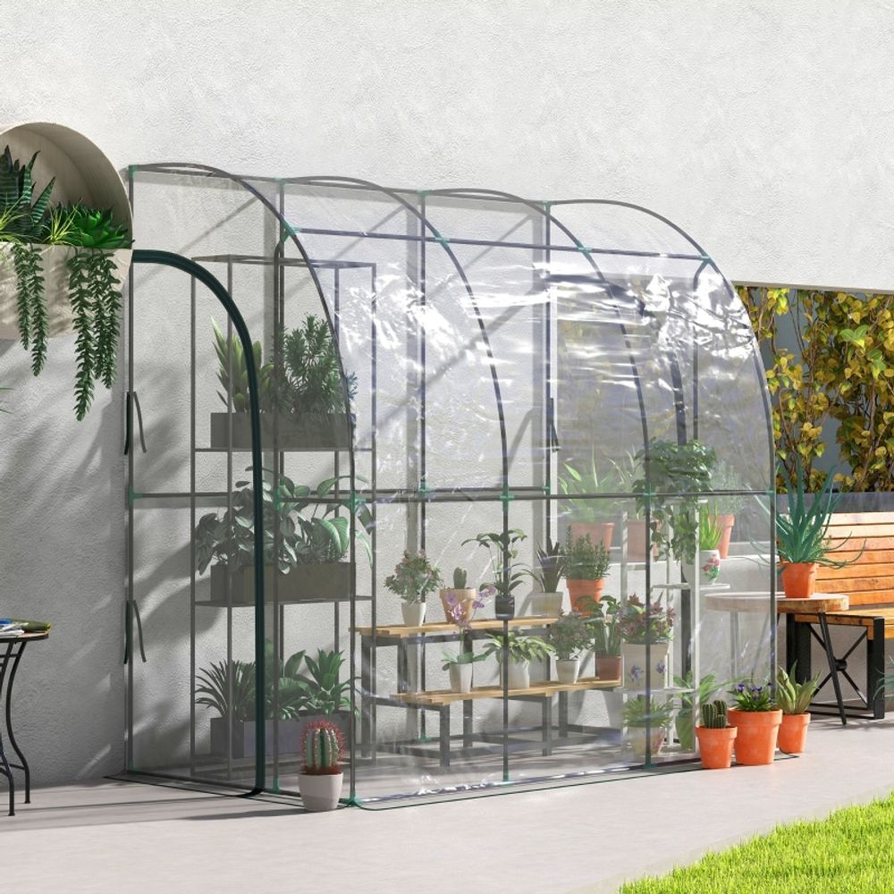 Serre de jardin adossée acier et pvc 214 x 118 x 212 cm transparente protection plantes - comfortxl outdoor living