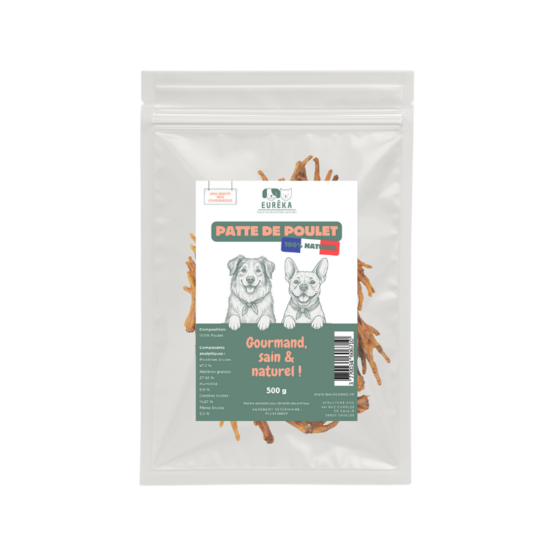 Pattes de poulet naturelles pour chiens – Friandises croquantes, source de calcium, 100% naturelles