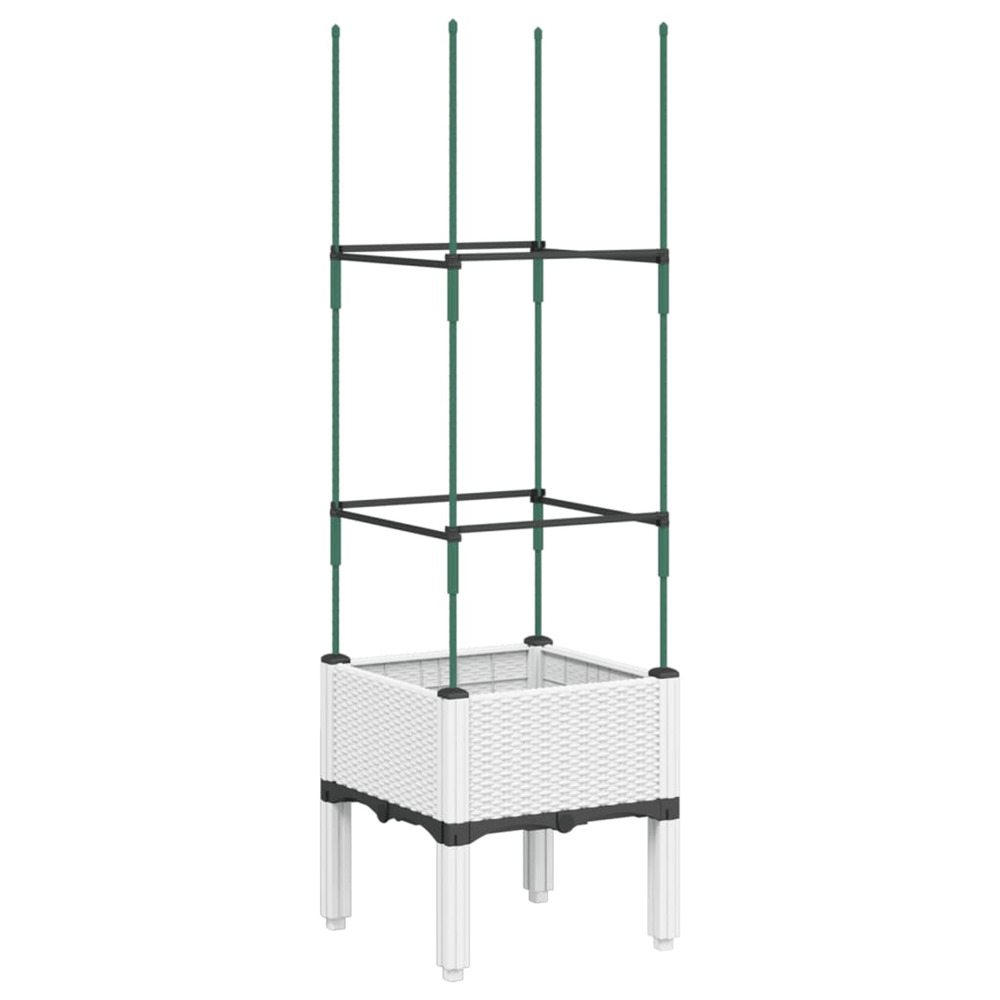 Jardinière d'extérieur avec treillis blanc 40x40x142,5 cm pp