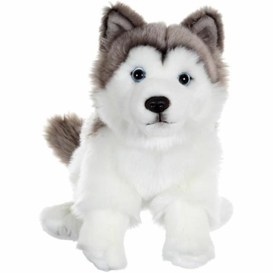 Peluche chien husky - assis, 25 cm