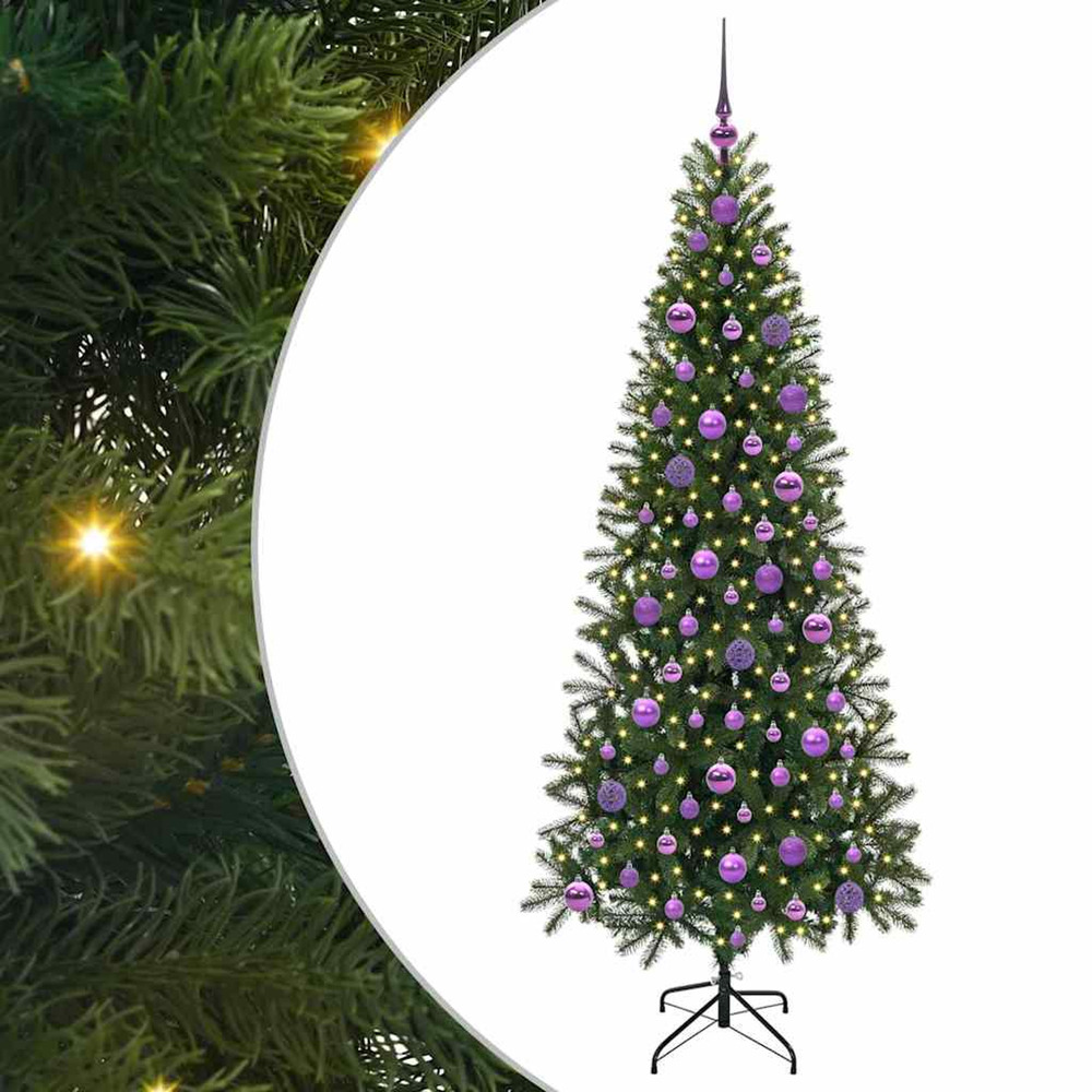 Sapin de noël artificiel avec 300 led vert 180 cm pe et pvc