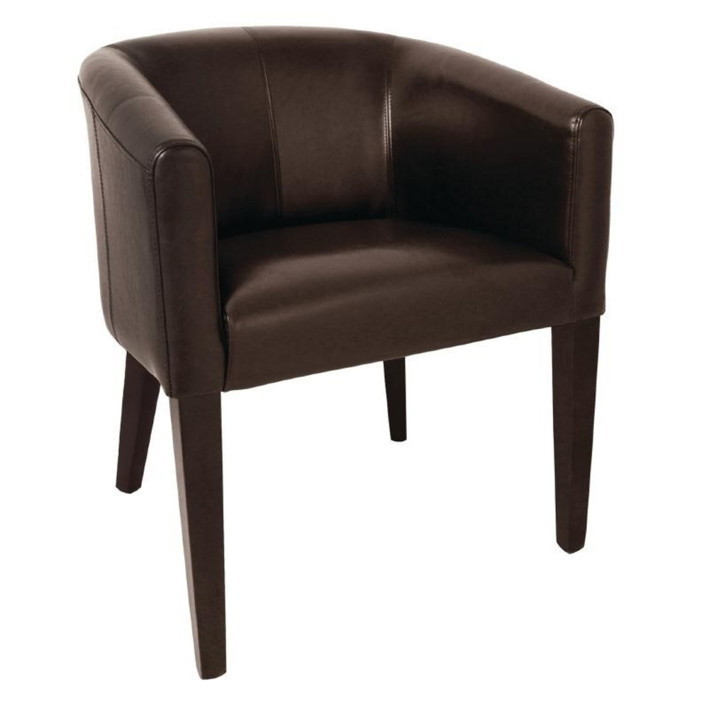 Fauteuil en simili cuir marron foncé bolero
