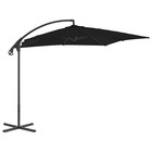 Parasol meuble de jardin déporté avec mât en acier 250 x 250 cm noir