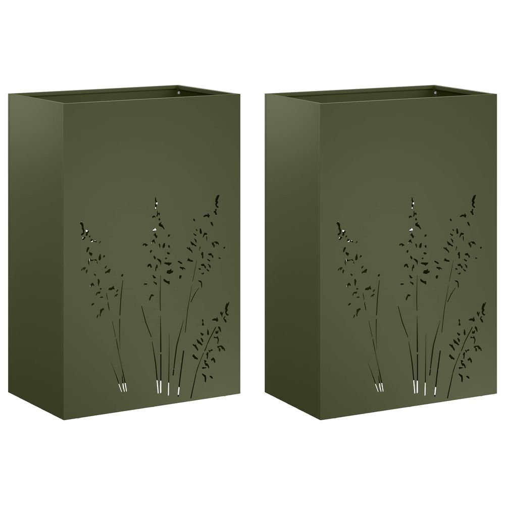 Cache-pot de jardin 2 pc vert olive 50 x 30 x 75 cm