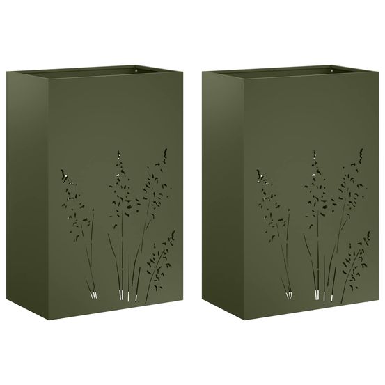 Cache-pot de jardin 2 pc vert olive 50 x 30 x 75 cm