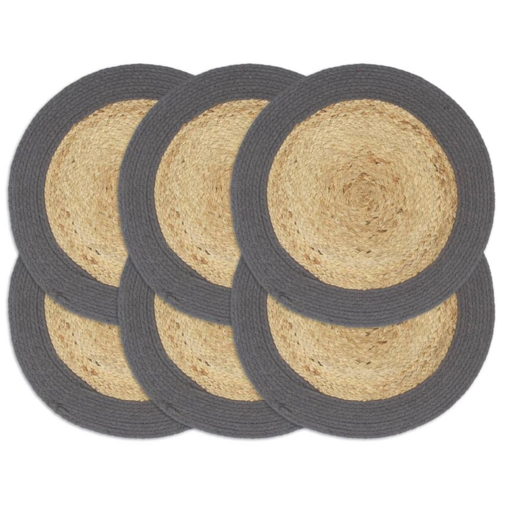 Napperons 6 pcs Anthracite 38cm Rond coton