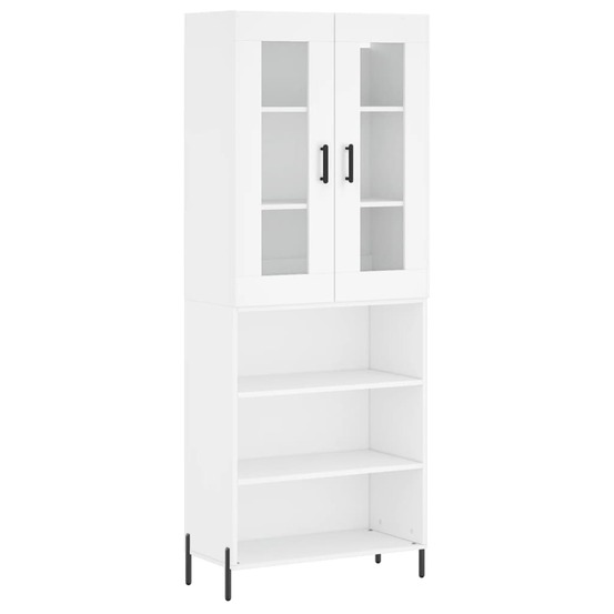 Buffet bahut commode armoire meuble de rangement organisateur cuisine salle de séjour salon haut 69,5 x 34 x 180 cm bois d'in
