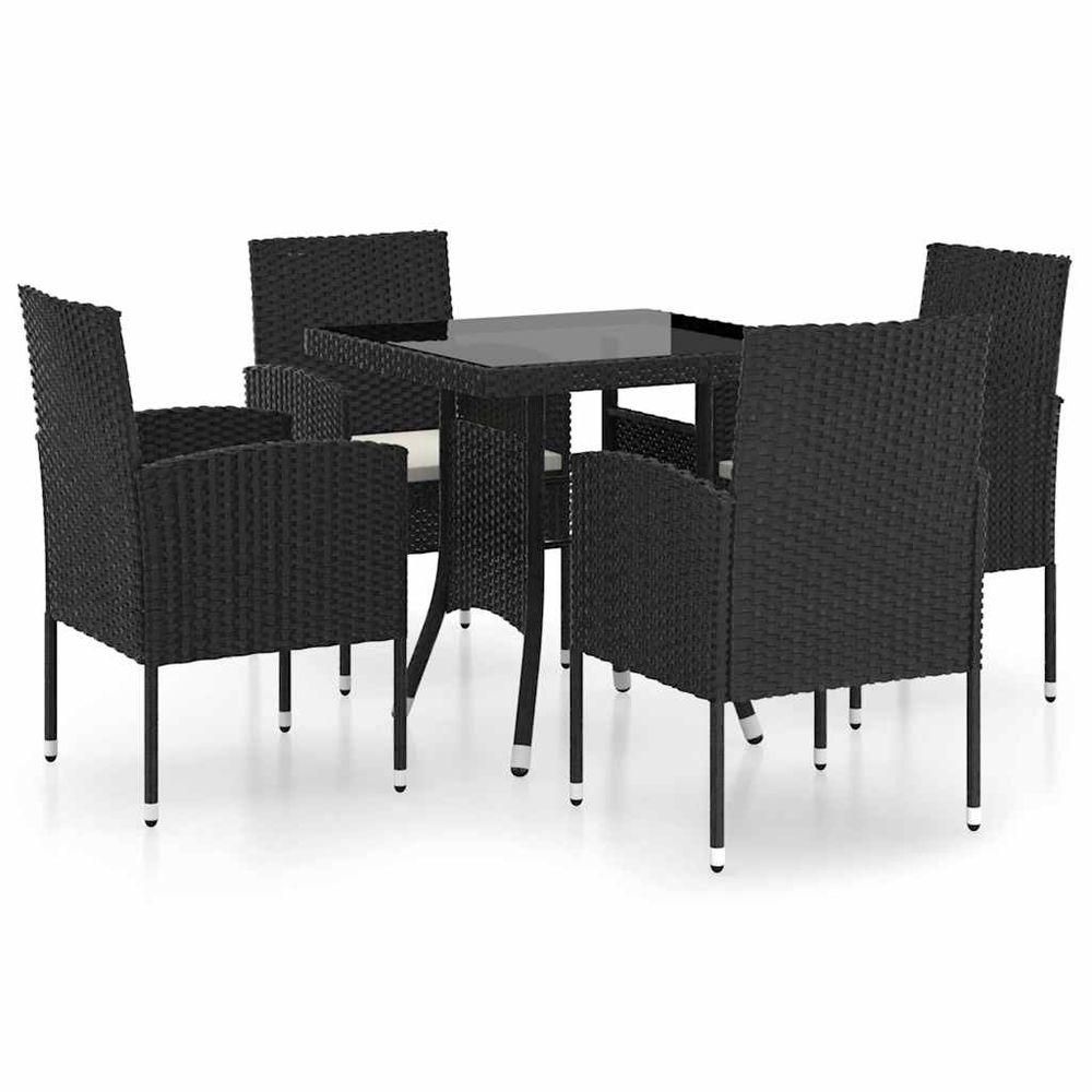 Ensemble à manger de jardin 5 pcs résine tressée noir